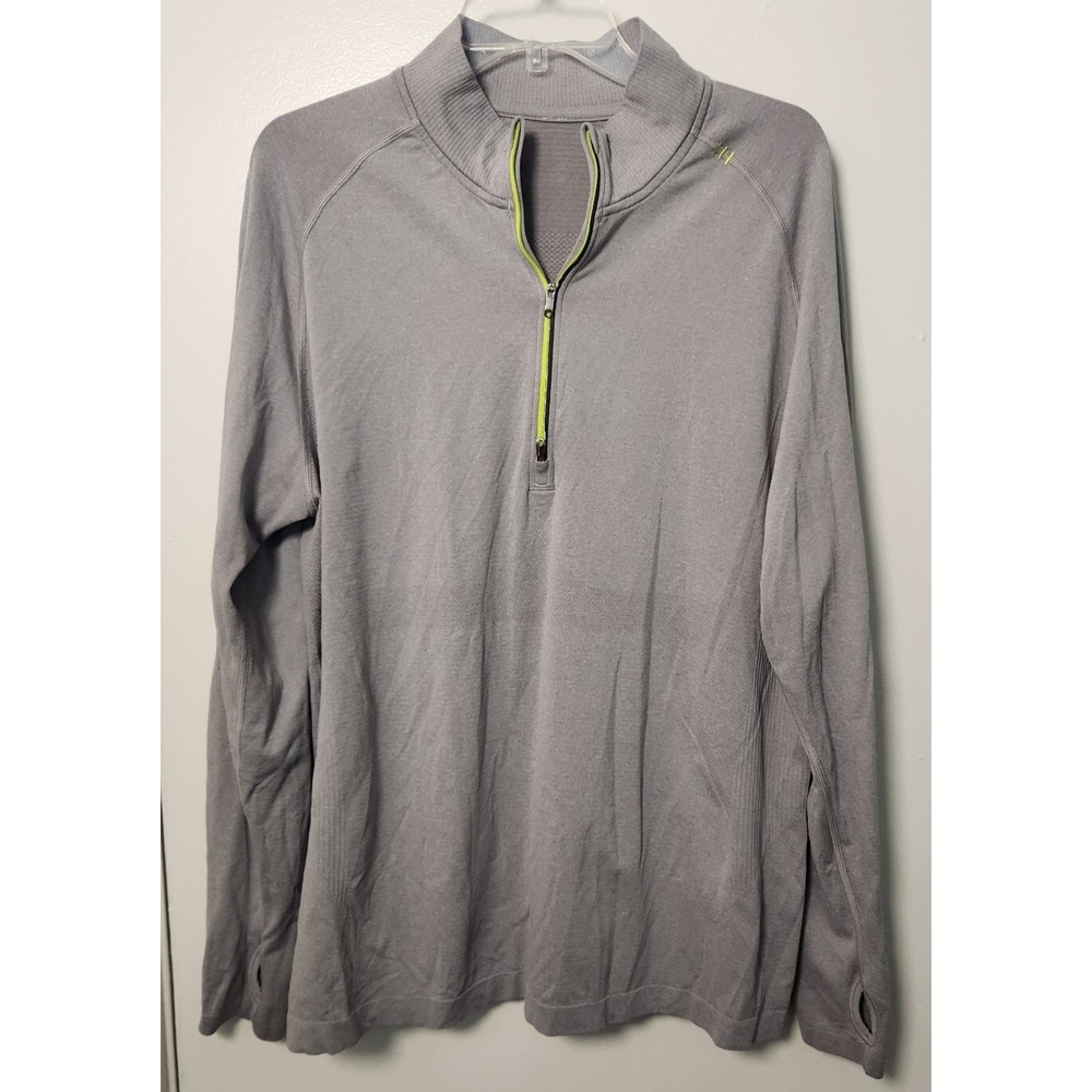 Lululemon Soft Jersey Half Zip‎ Men's Gray Thumbholes Medium Believe in Yourself